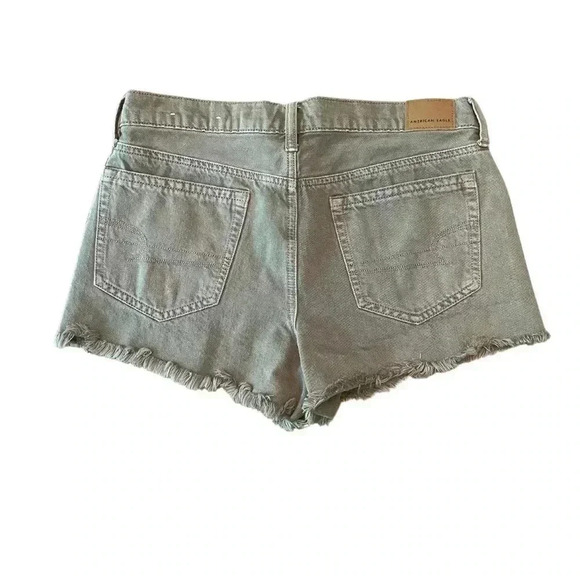 American Eagle High Waisted Festival Midi Jean Shorts Olive Green Size 8 - Picture 5 of 8